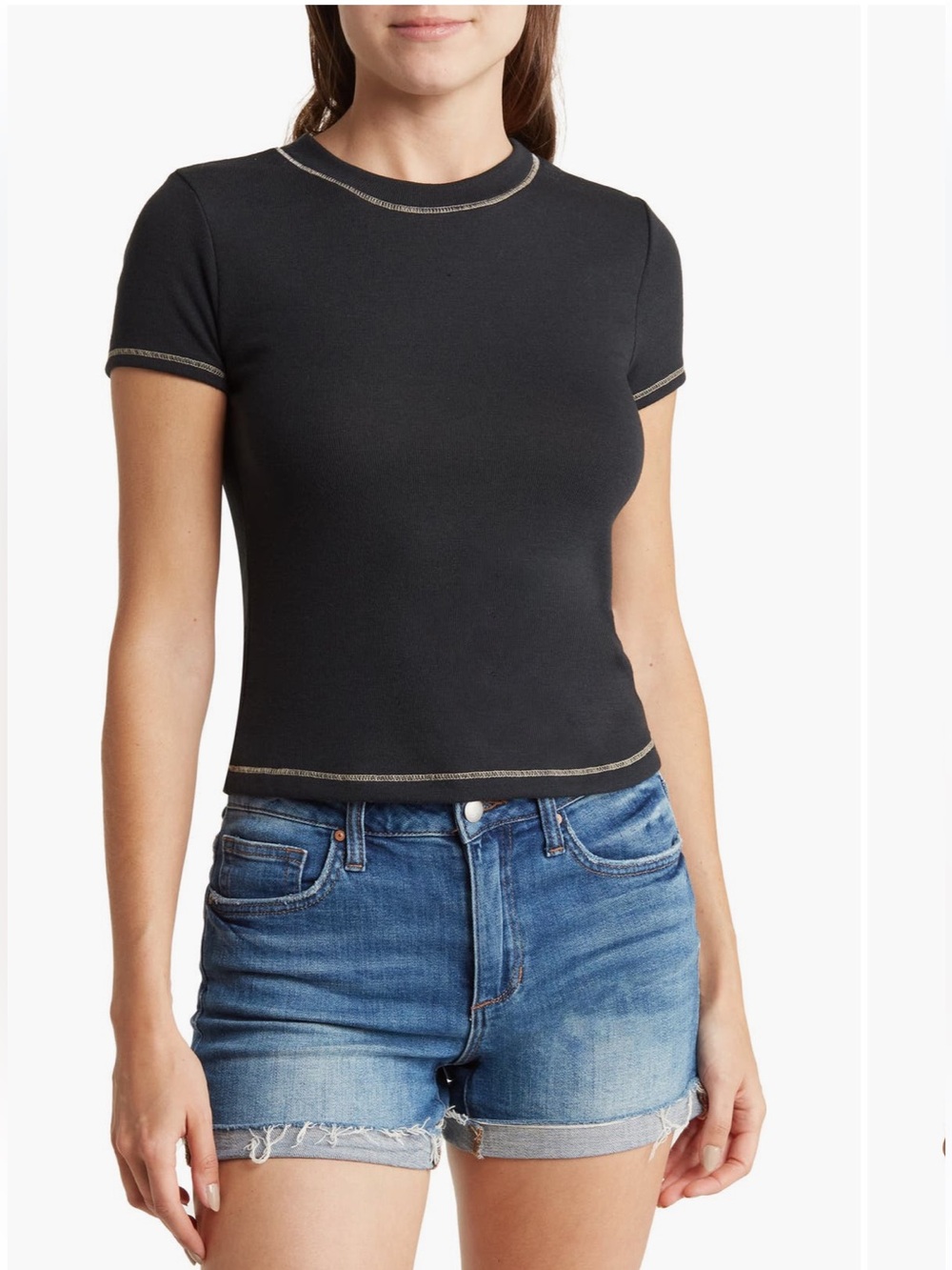 NWT Lush Contrast Stitch Black Crewneck
T-Shirt